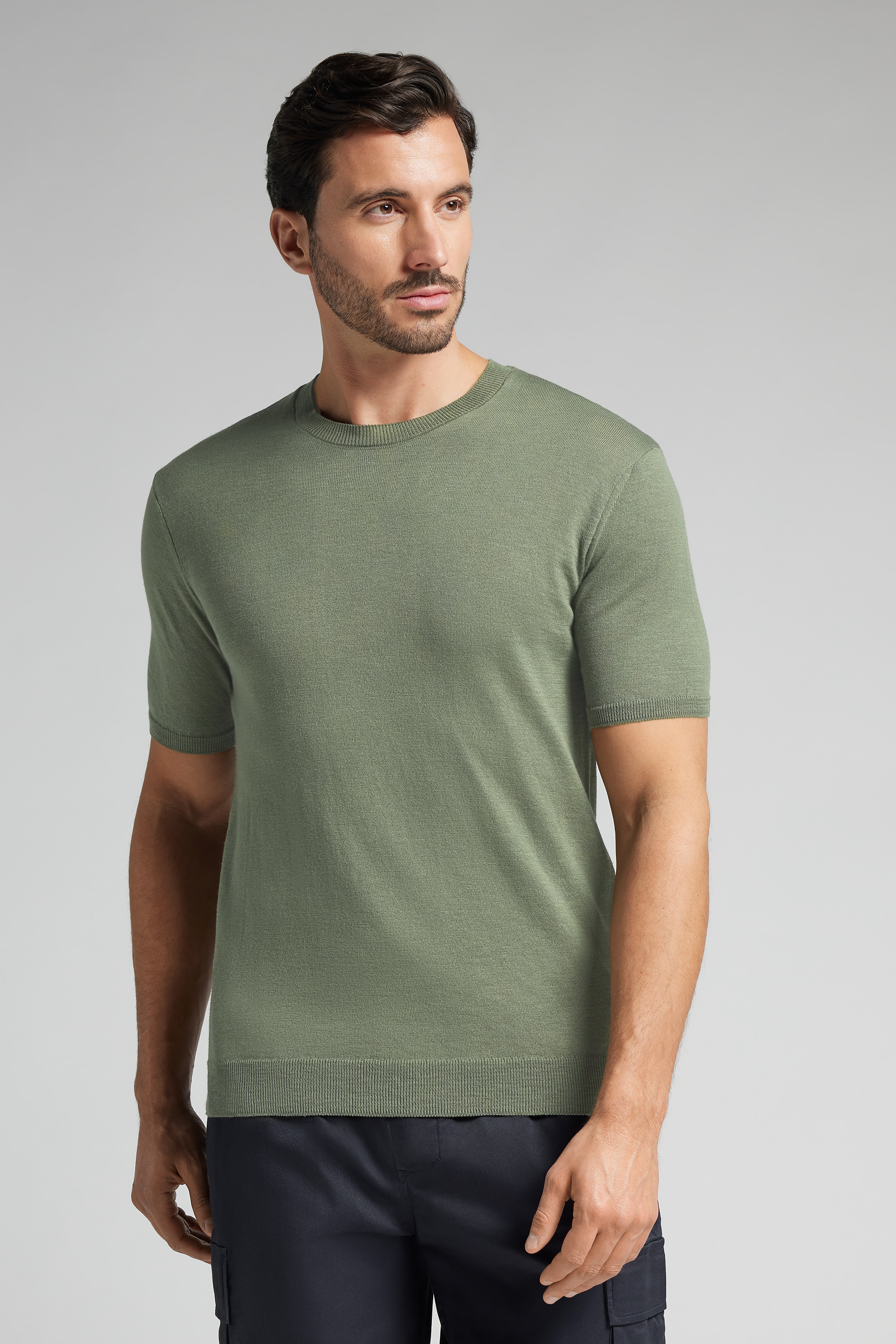 スラブコットン ニット ショートスリーブ Tシャツ