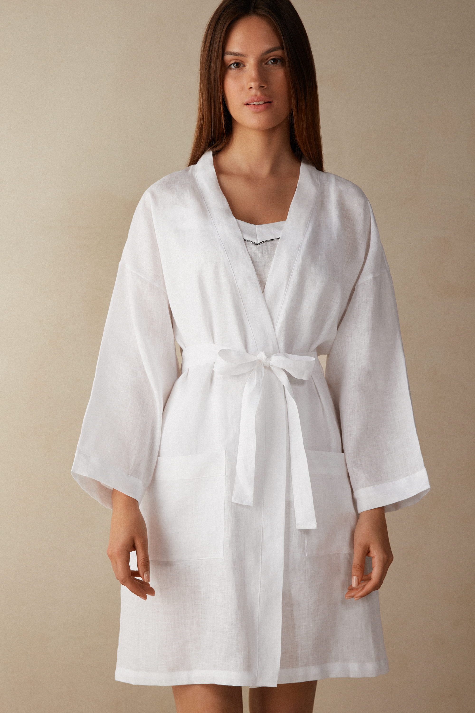 Linen luxurious home robe Charcoal  Earthly