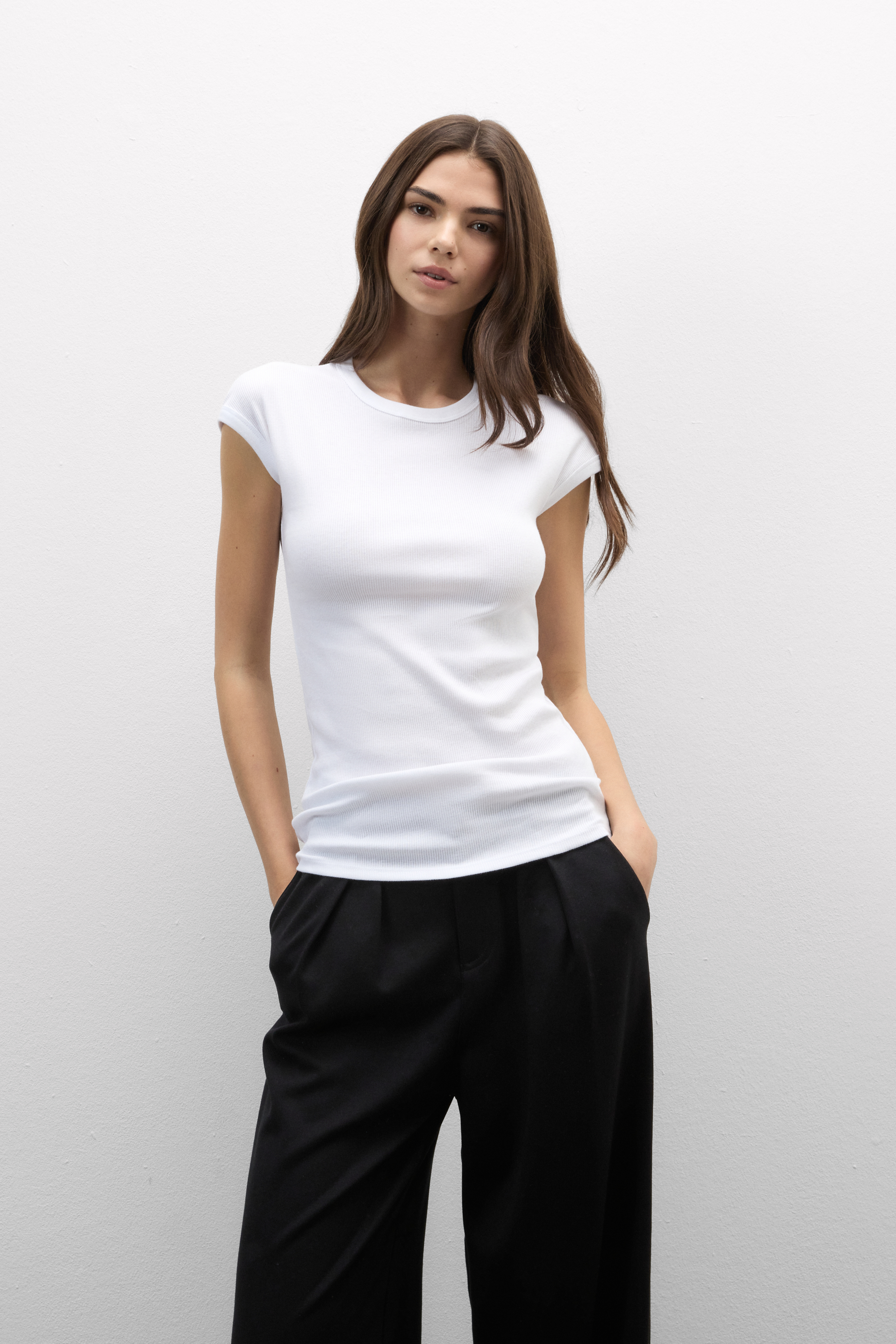 Superiorコットン リブ ショートスリーブ ニット