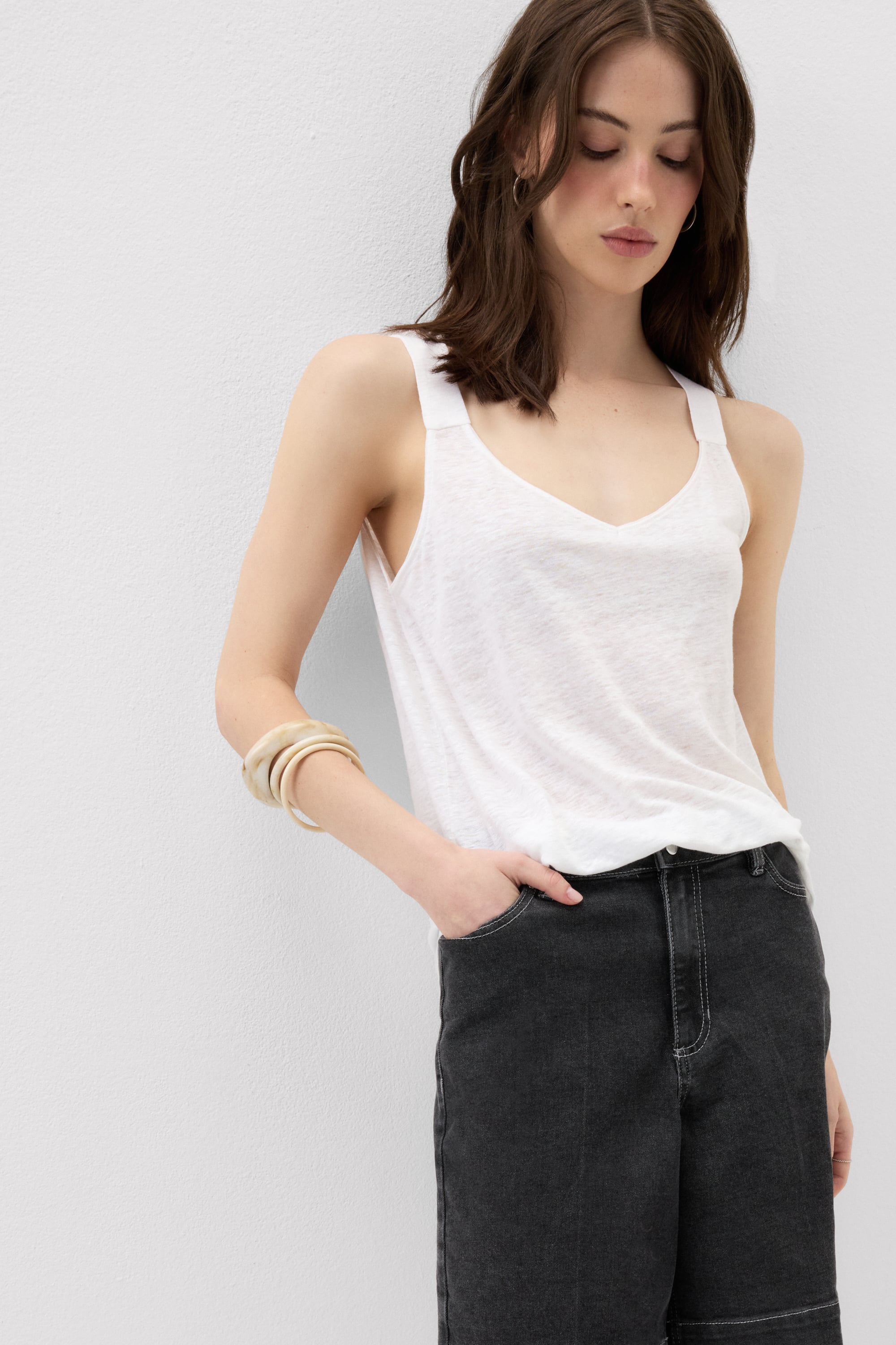 The Pure Linen リネン タンクトップ