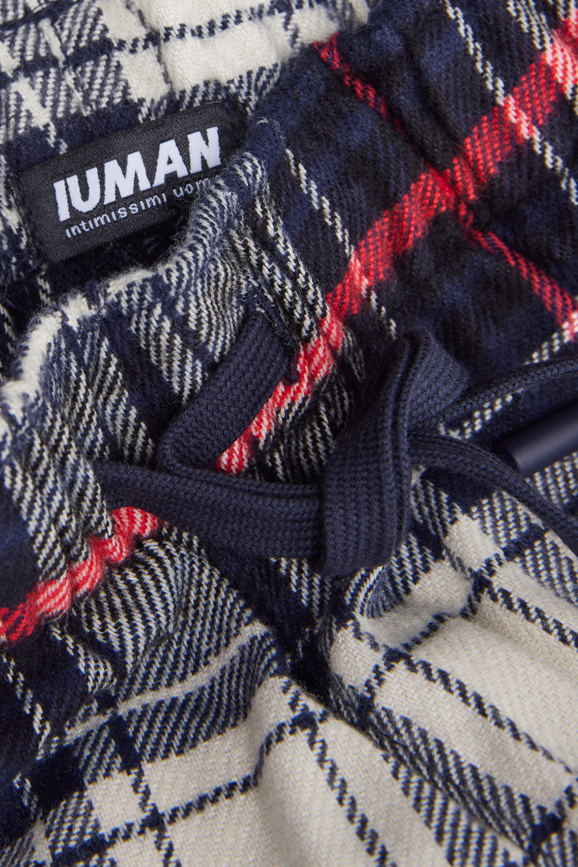 起毛コットンファブリック チェック柄プリント ロングパンツ