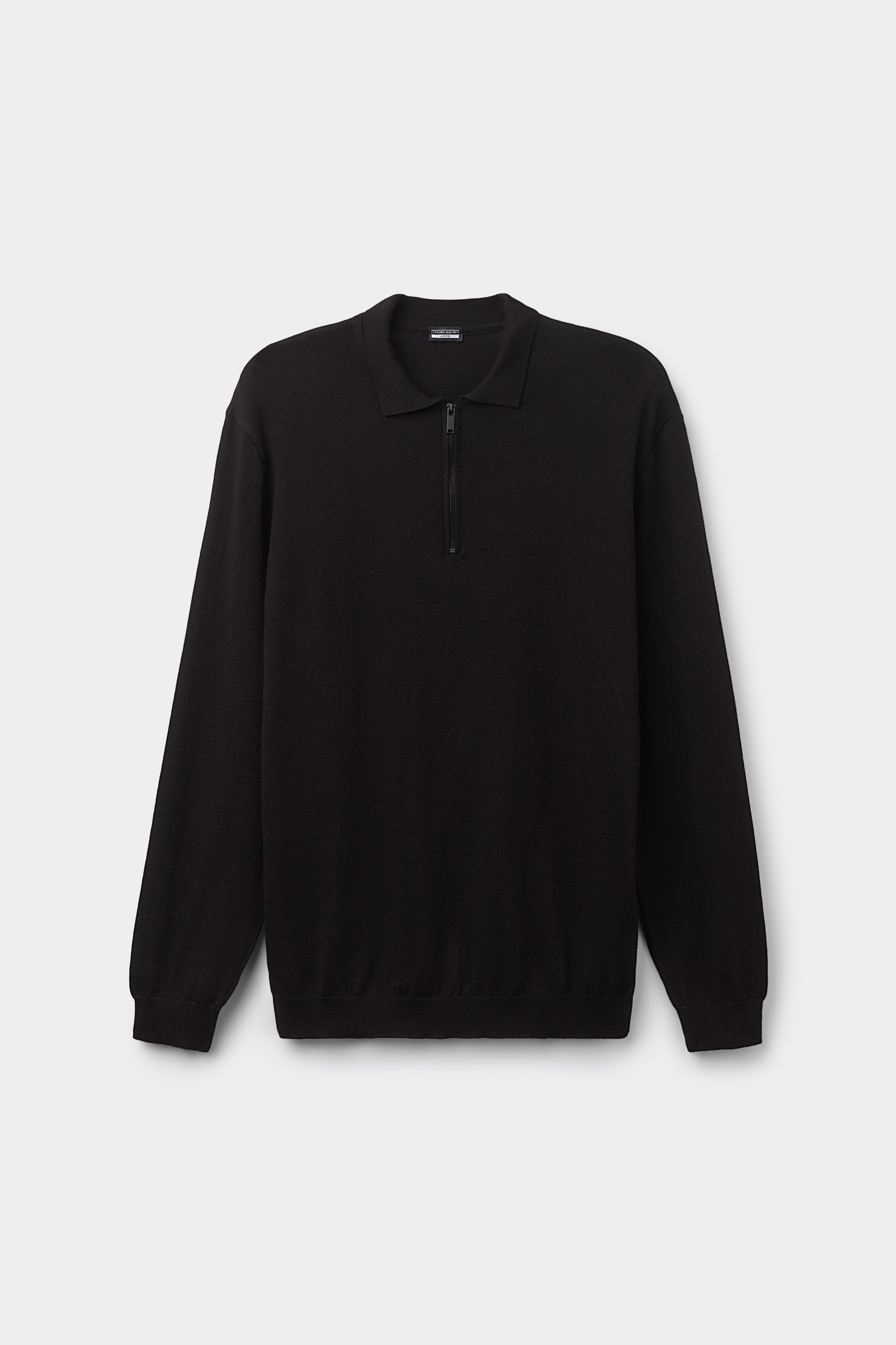 Polo manches longues en maille avec zip