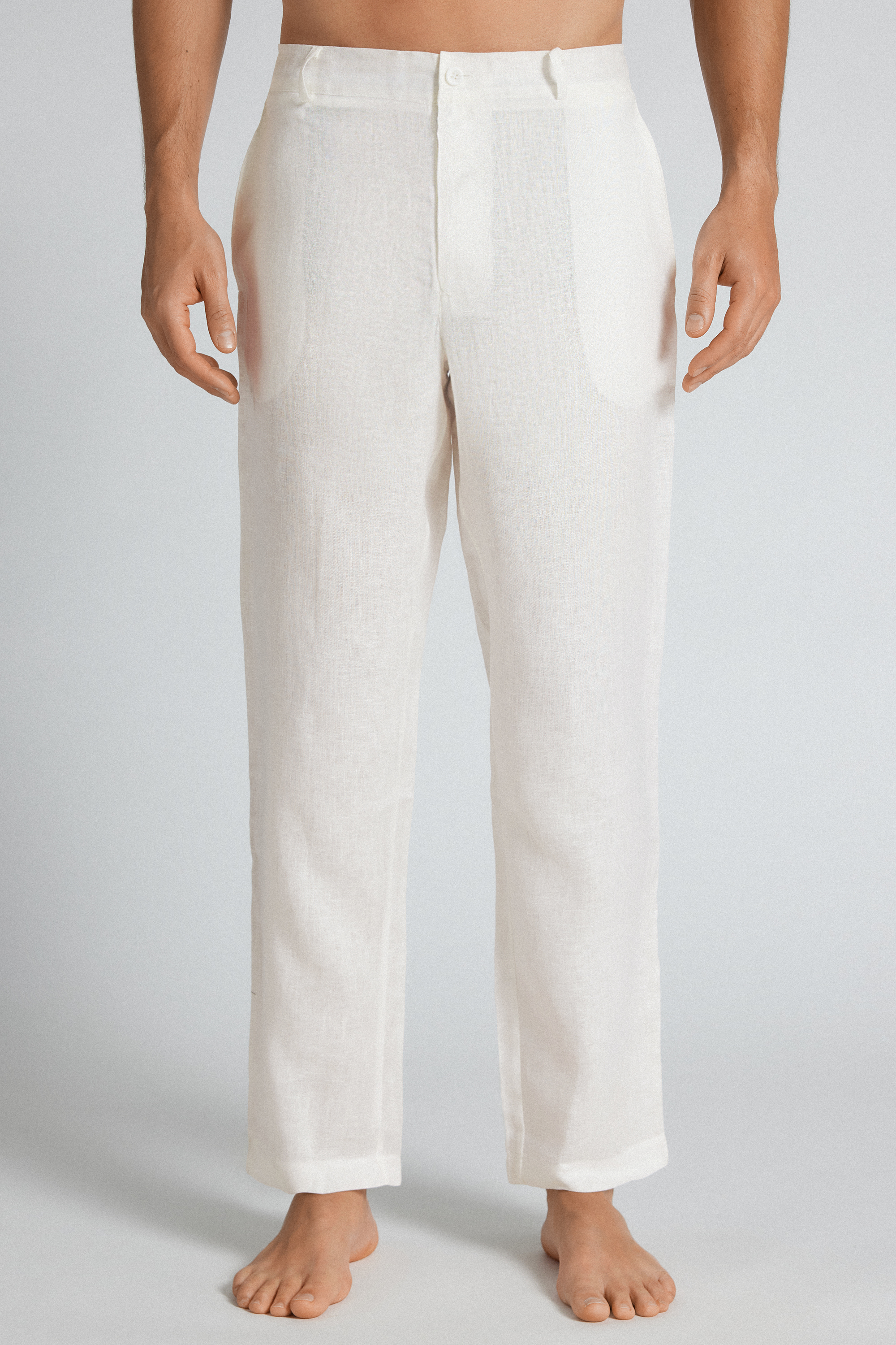 メンズ リネン100% ロングパンツ
