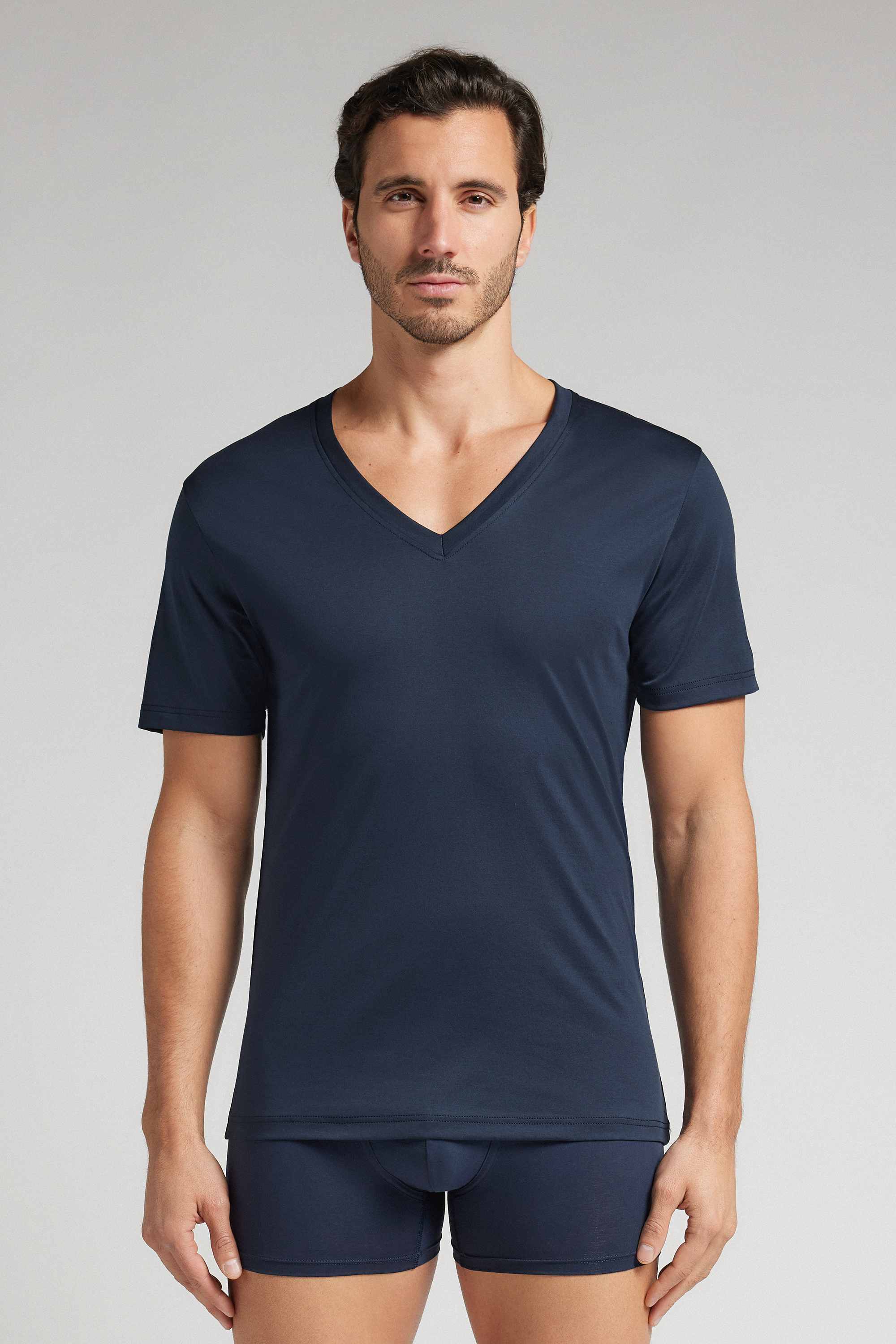 マーセライズド Premium コットン Vネック Tシャツ