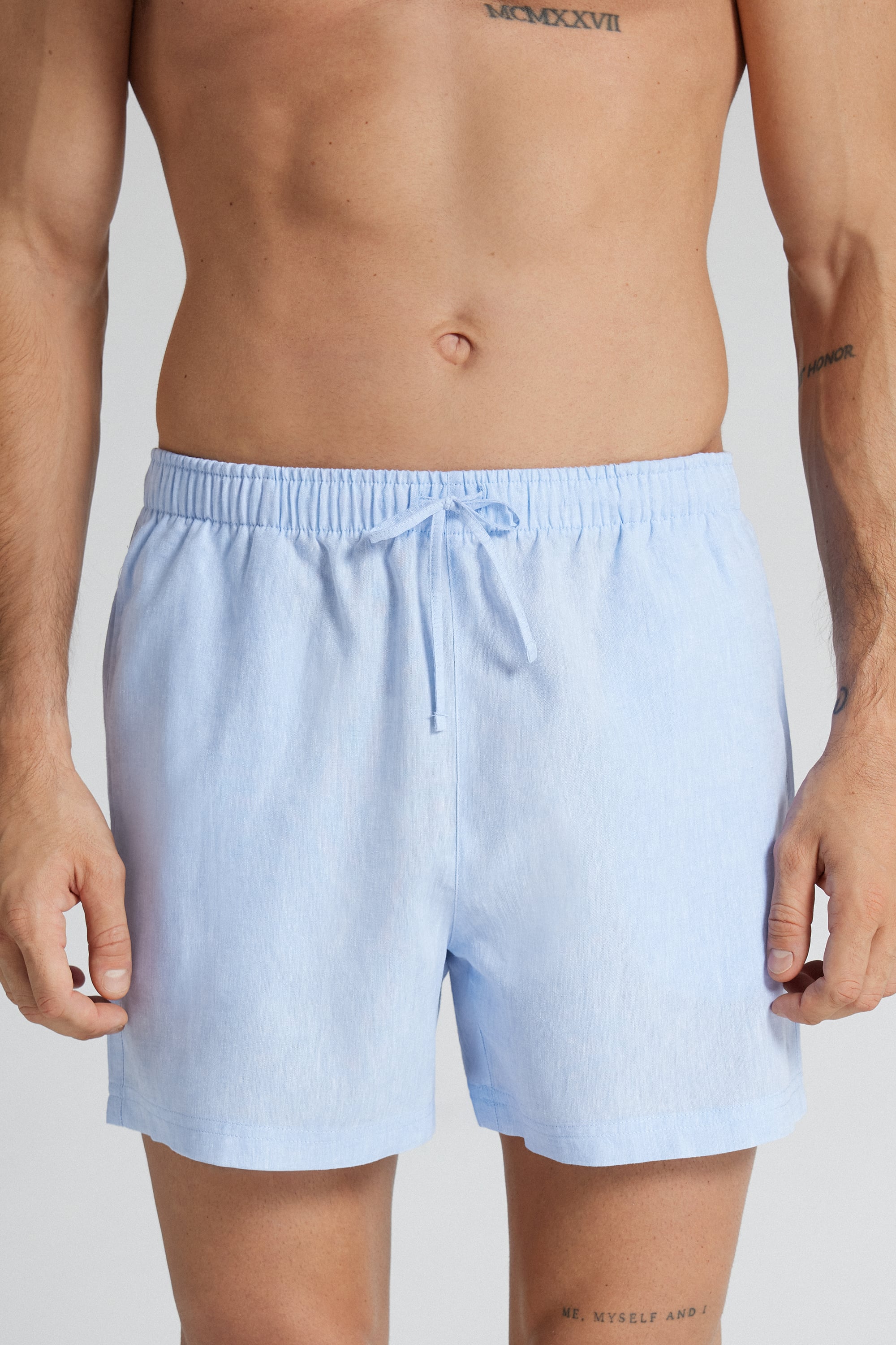 メンズ リネン＆コットン ショートパンツ