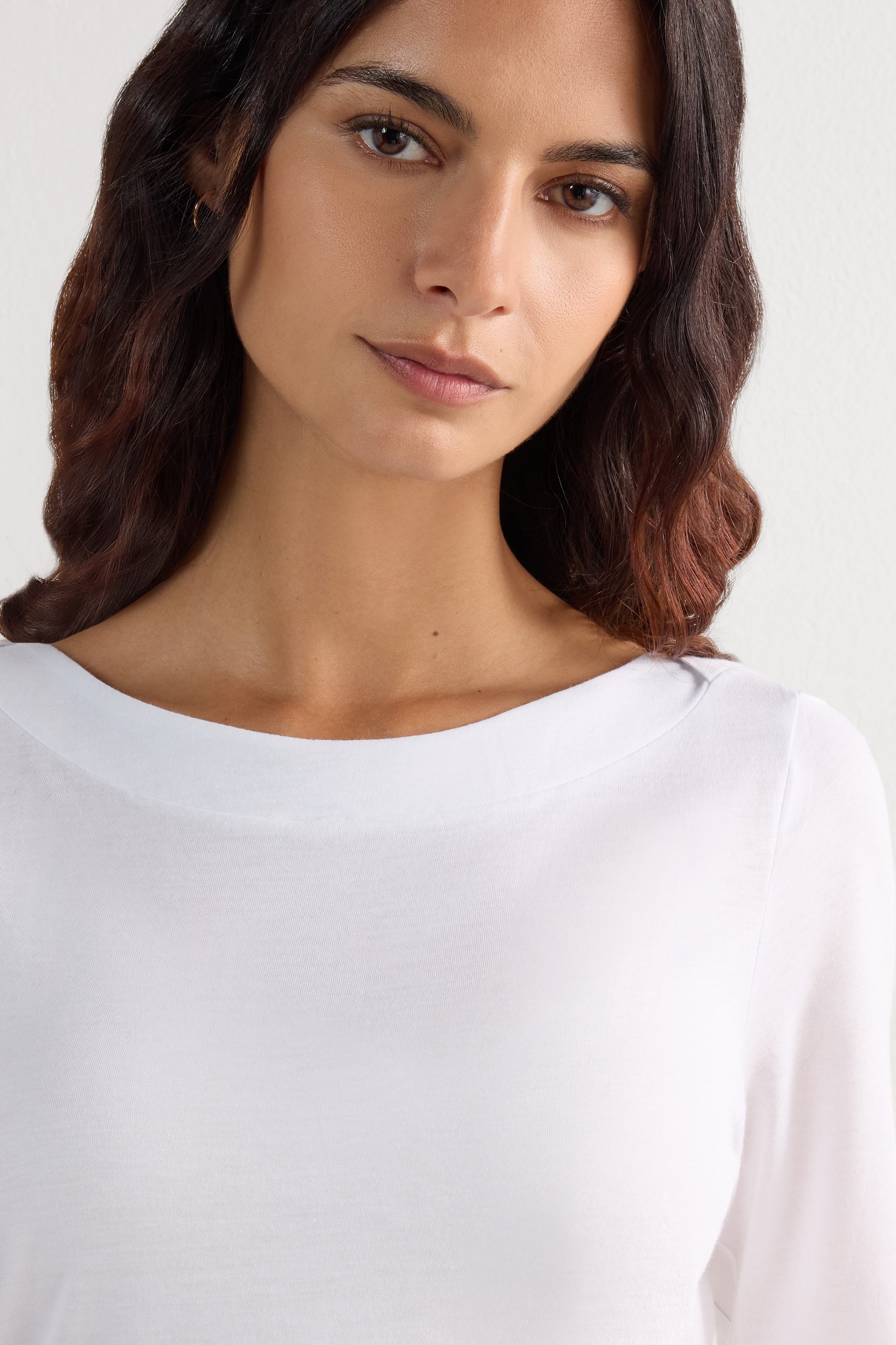 Ultrafreshコットン ショートスリーブ ボートネック ニット