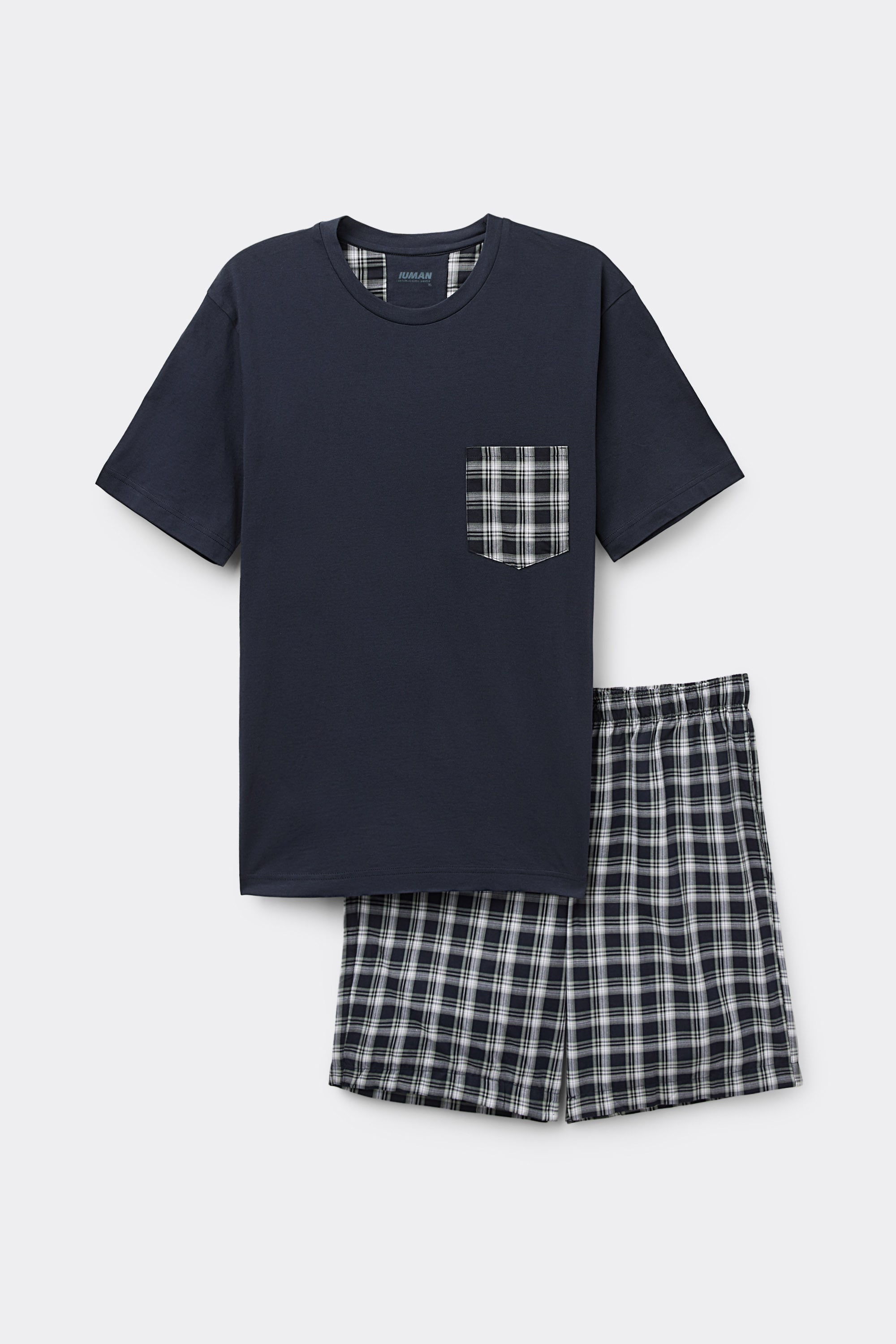 コットン＆チェックファブリック ショートパジャマ