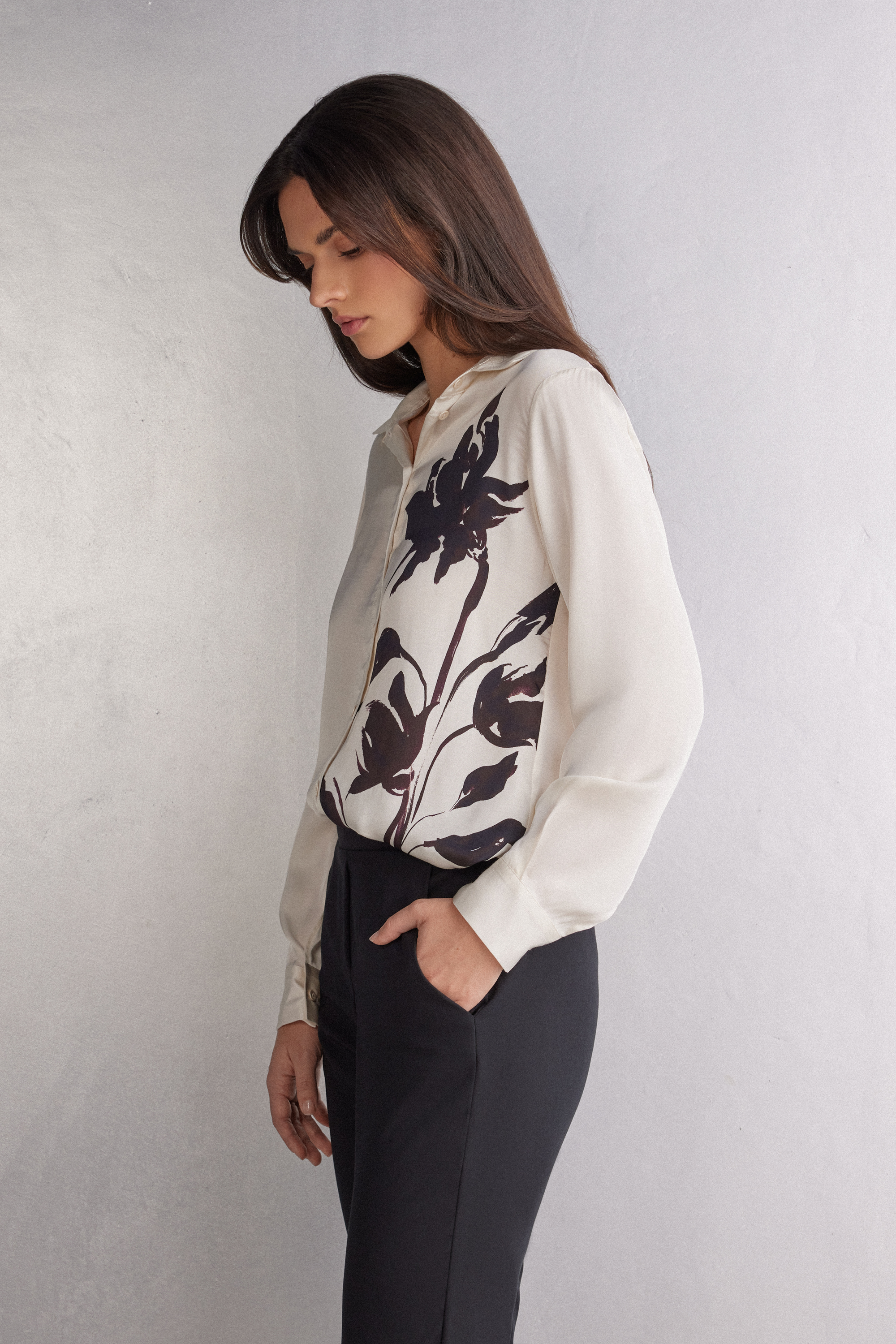 Sleepless Nights ビスコースサテン シャツ