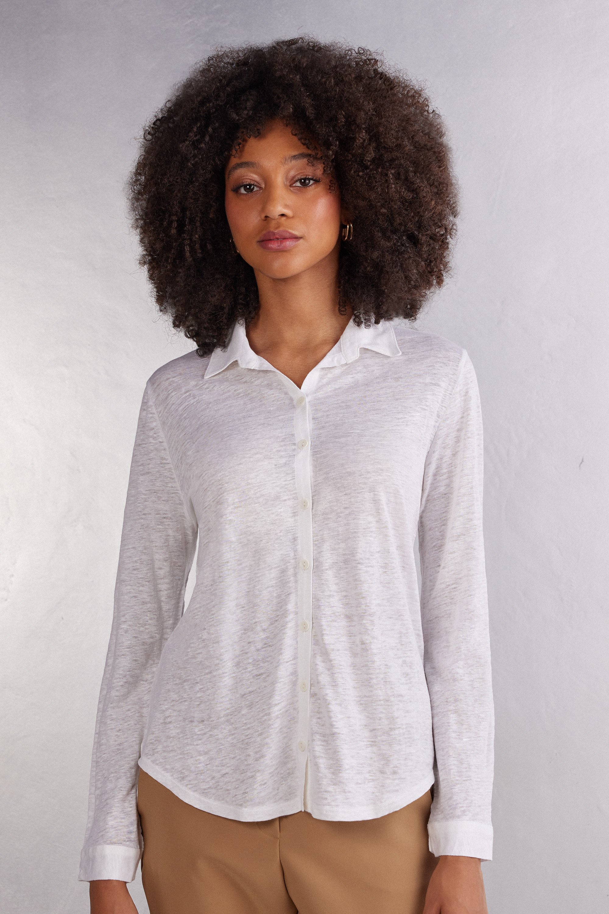 Inserch Long Sleeve Modern Fit Linen Shirt LS881-00048 Natural main image 0