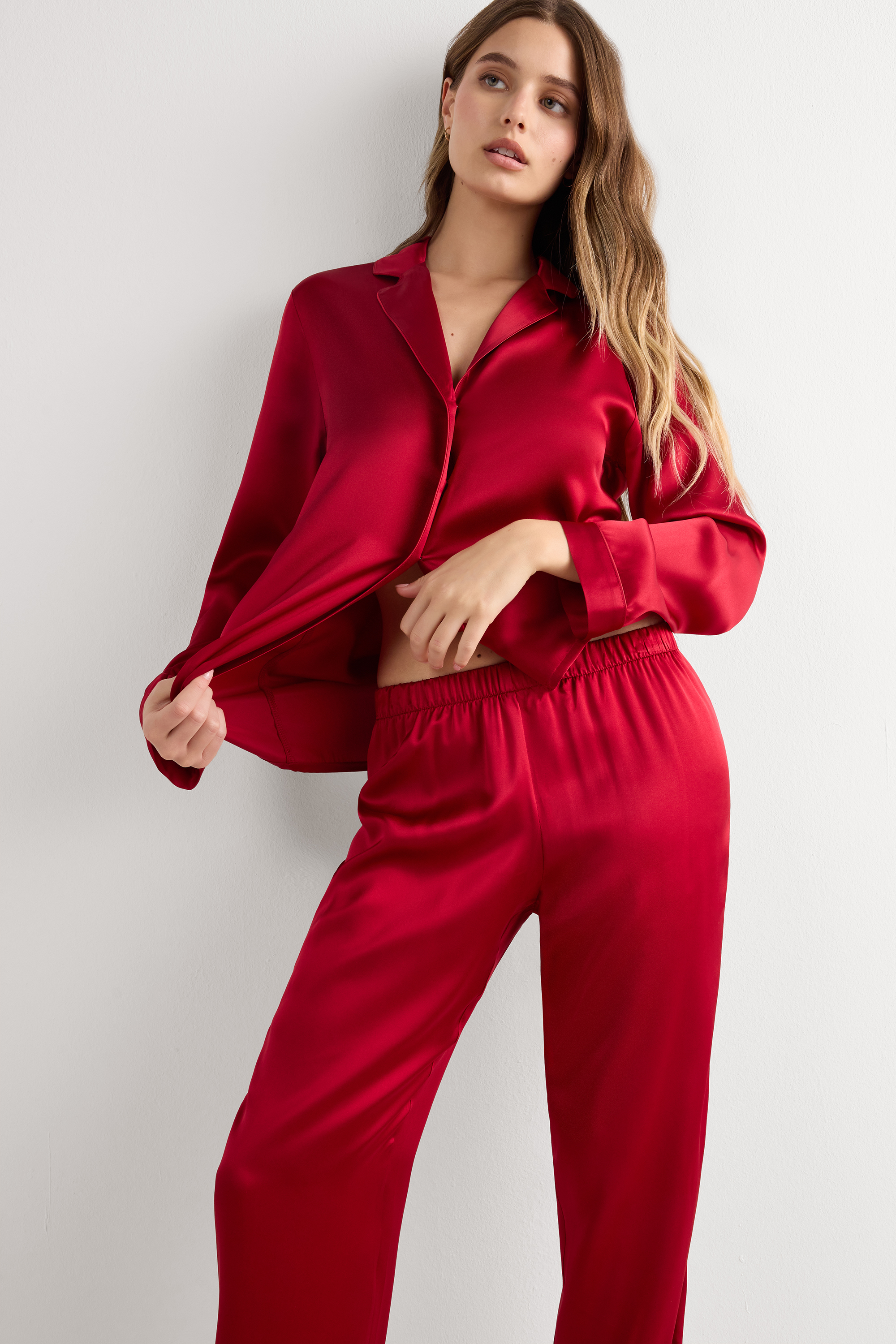 シルク サテン マニッシュカット ジャケット