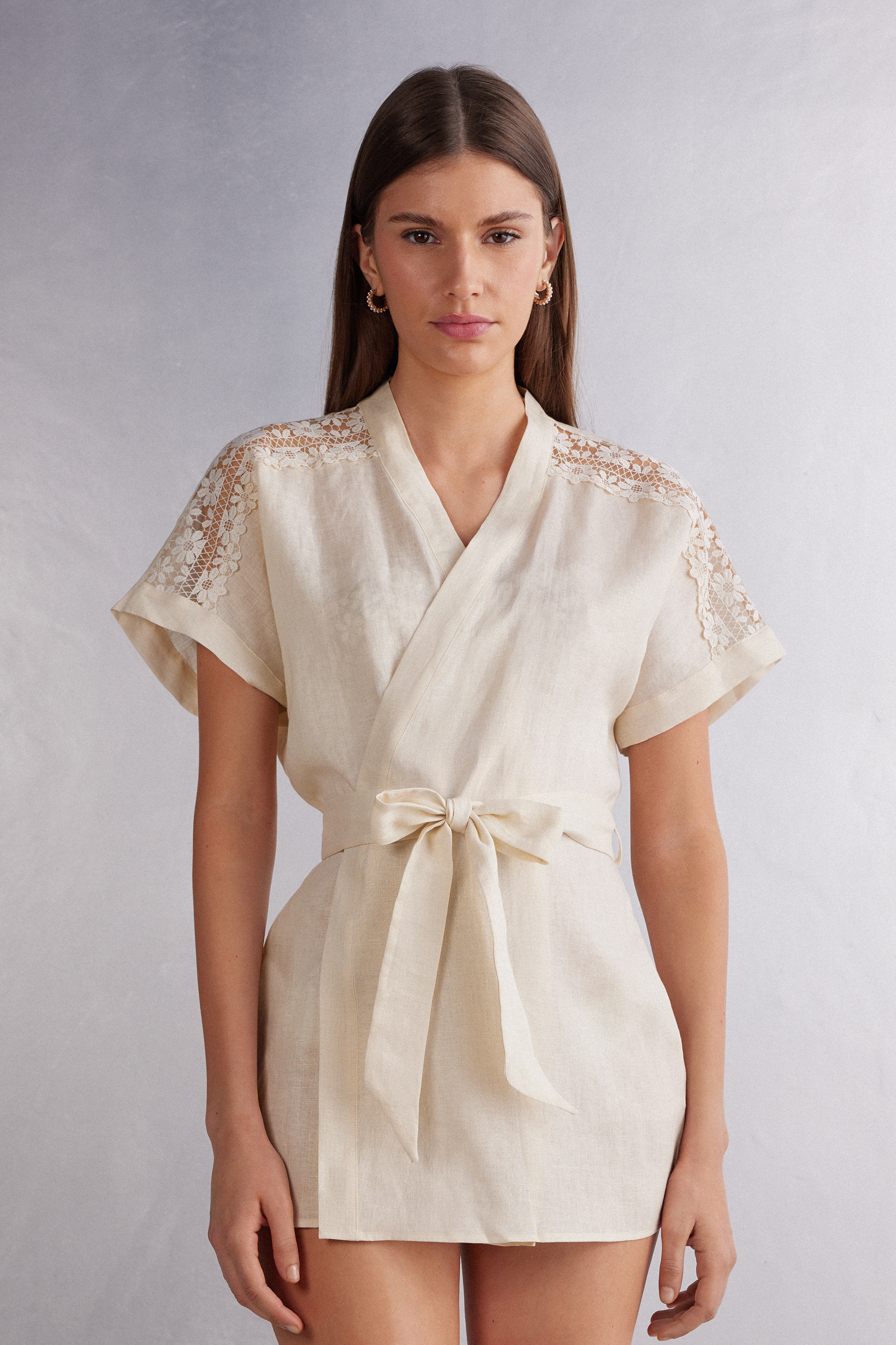 Romance yourself linen and lace kimono intimissimi