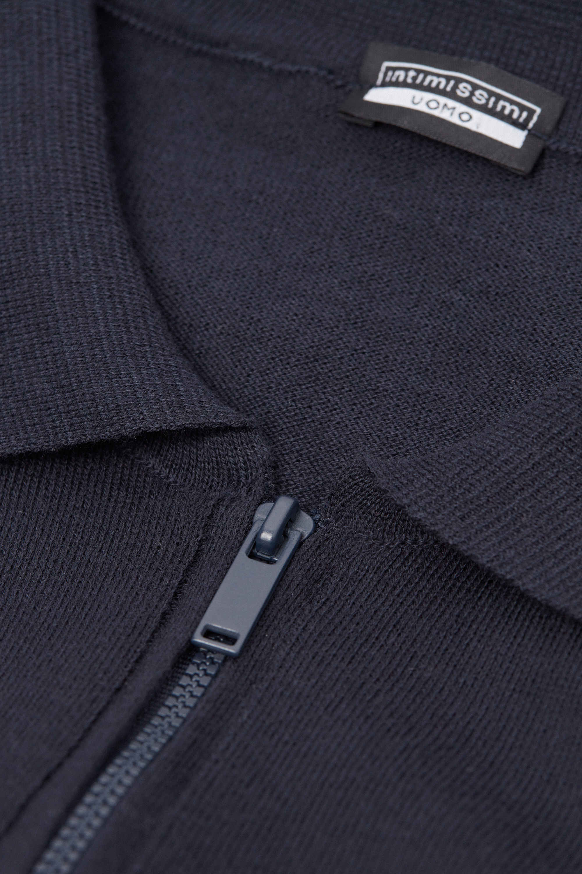 ファスナー付き ニット ロングスリーブ ポロシャツ