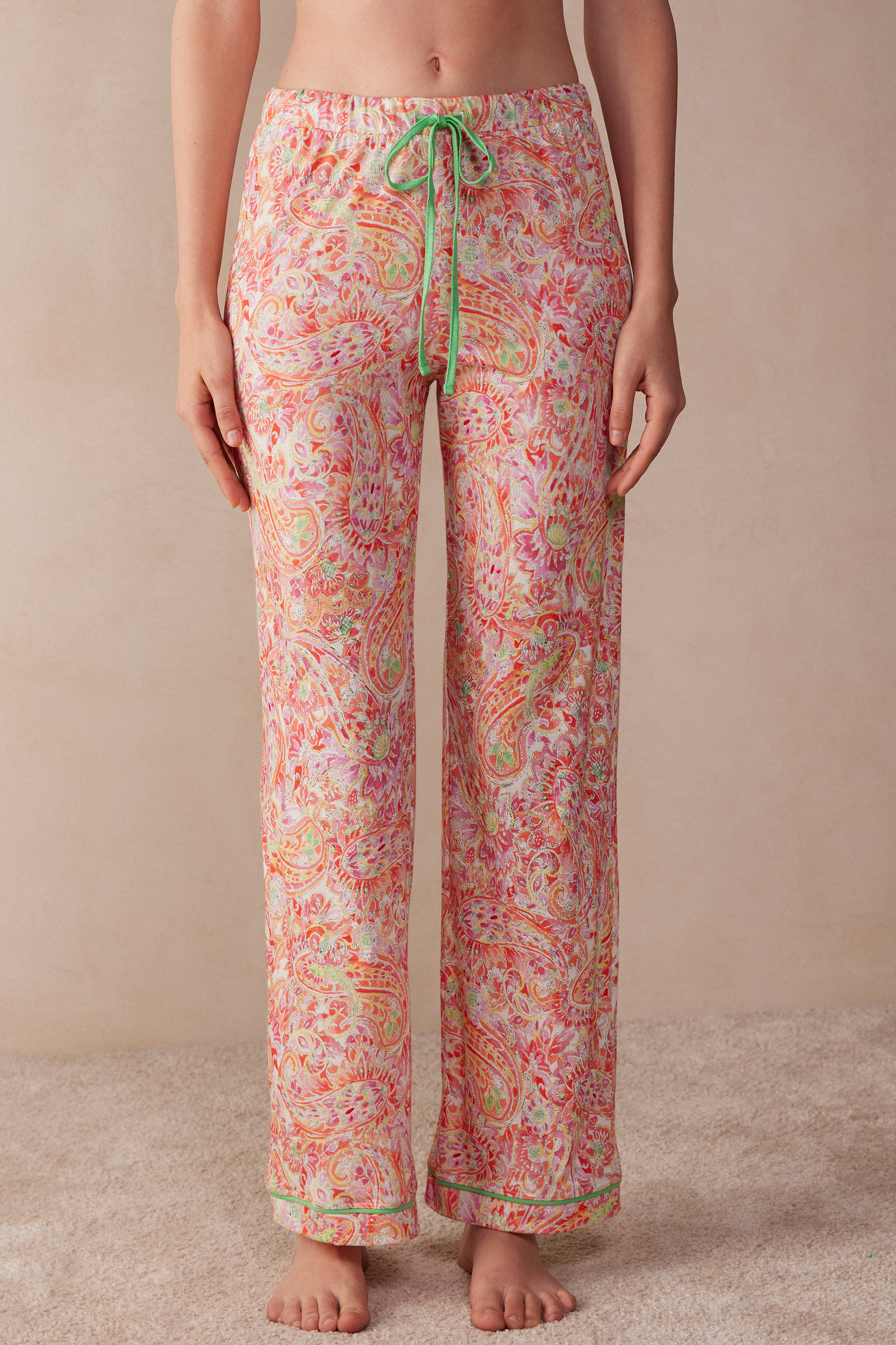Elegant Summer Trousers In Pure Cotton With Elastic Waistband  Malini Shop